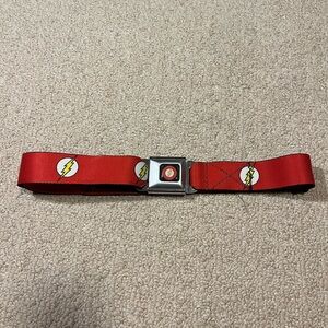 Buckle-Down Red Kids Belt with Lightning Bolt Design